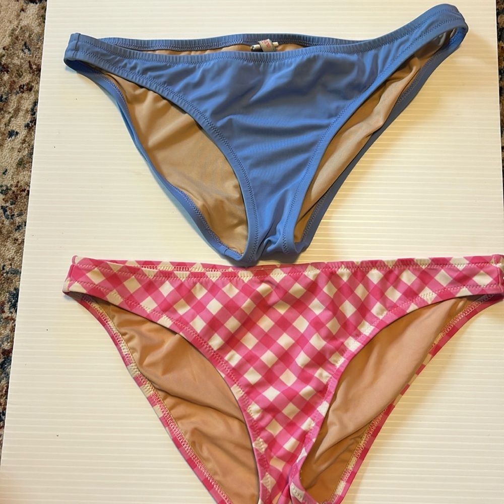 J.Crew Women’s bikini, bottoms size medium Very Clean Pink/White Check P…